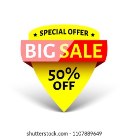 Big sale banner with shadow. Vector illustration.