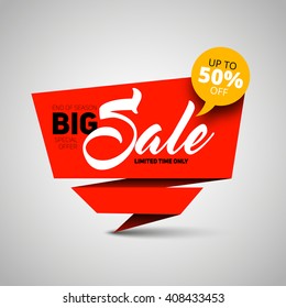 Big Sale banner, shop template design, 50 percent off. vector style