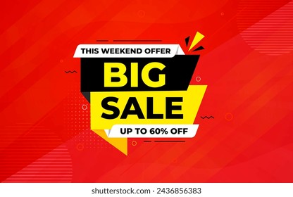 Big sale banner. Special offer price label design. Product discount festival tag design. Super Sale pormotion banner template. Flat sale Vector Illustration.