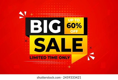 Big sale banner. Special offer price label design. 
Product discount festival tag design. Super Sale pormotion banner template. Flat sale Vector Illustration.