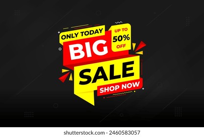 Big sale banner. Special offer price label design. Product discount festival tag design. Super Sale pormotion banner template. Flat sale Vector Illustration.