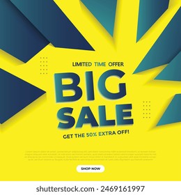 Big sale banner. Special offer price label design. Product discount festival tag design. Super Sale promotion banner template. Flat sale Vector