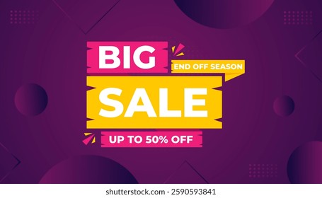 Big sale banner. Special offer price label design. Product discount festival tag design. Super Sale pormotion banner template. Flat sale Vector Illustration.