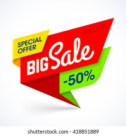 Big Sale banner. Special offer, up to 50% off. Vector illustration.