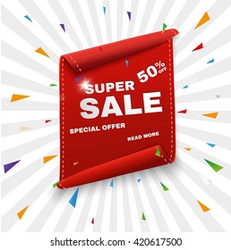 Big Sale Banner. super sale.Ribbon. Vector Illustration