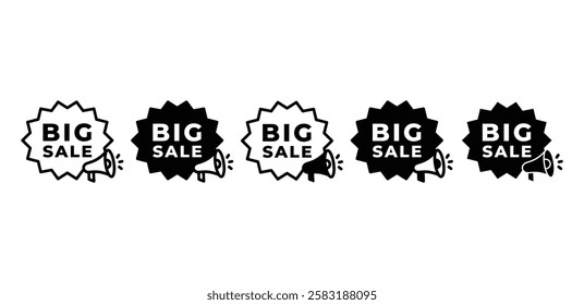 big sale banner tag special promo price icon vector design black white color simple flat illustration template sets