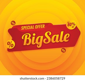 big sale banner template with background yellow. red label modern design