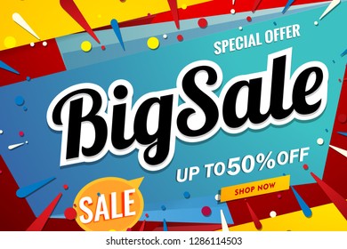 big sale banner template blue and yellow.modern design