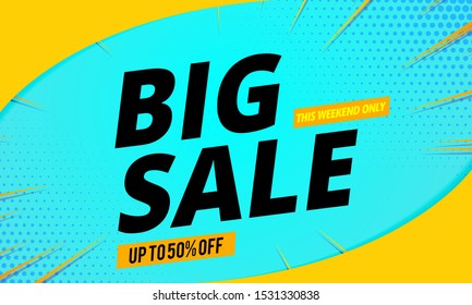 big sale banner template blue background