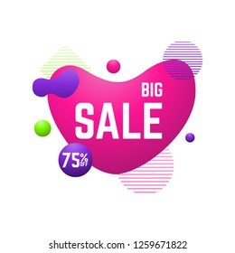 Big sale banner template. Sale banner design with liquid color abstract geometric shapes. Abstract sale banner.