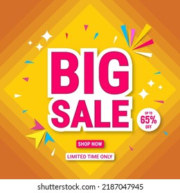 Big sale banner template design. Abstract sale banner. promotion poster. special offer up to 65 percent off