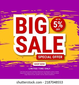 Big sale banner template design. Abstract sale banner. promotion poster. special offer up to 5% off