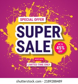 Big sale banner template design. Abstract sale banner. promotion poster. special offer up to 45% off