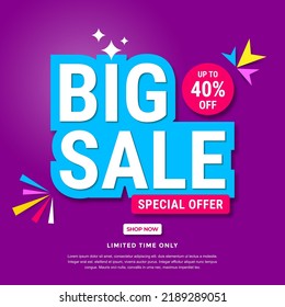 Big sale banner template design. Abstract sale banner. promotion poster. special offer up to 40% off