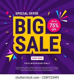 Big sale banner template design. Abstract sale banner. promotion poster. special offer up to 75% off