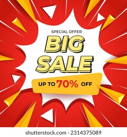 Big Sale banner template design. special offer campaign or promotion for social media and website