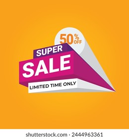 Big Sale banner template design, Big Sale special offer up to 50% off. Super Sale, end-of-season special offer banner