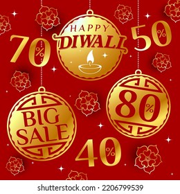 Big sale banner template. Festival of Lights, Diwali. Traditional Indian festival