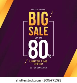 Big sale banner template. flash sale discount promotion social media post template