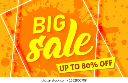 big sale banner template orange background