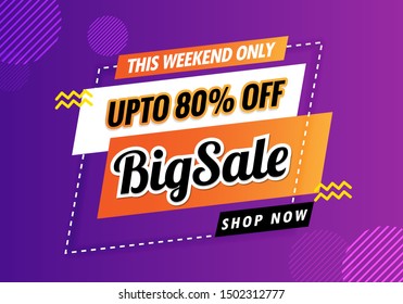 big sale banner template purple and orange.Vector background