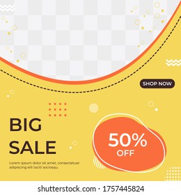 Big Sale banner template for social media posts, with minimalist frame and easy editable concept