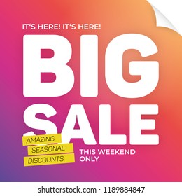 Big sale banner template. Striking text in rainbow color. Perfect as a web banner. Vector graphic design.