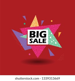 Big sale banner template with triangle geometric abstract design vector illustration