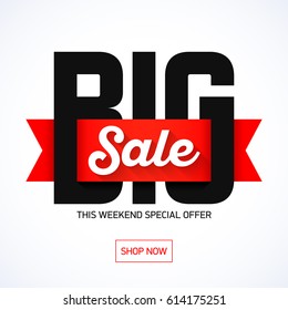 Big Sale banner, this weekend special offer advertising banner template, vector illustration