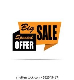 Big sale banner. Yellow discount poster, Sale tag, label, badge, sticker, flat style. Special offer. Vector, eps10