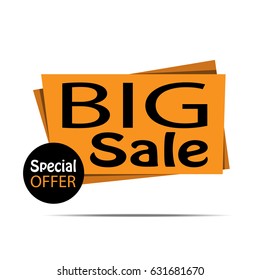 Big sale banner. Yellow discount poster, Sale tag, label, badge, sticker, flat style. Special offer. Vector illustration, eps10