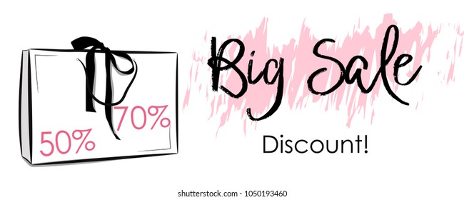 Big Sale bannerwith shopping bag.