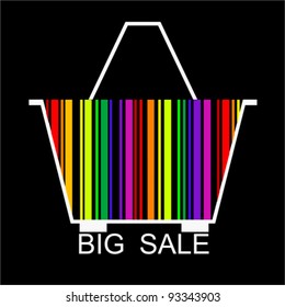 BIG SALE bar code Shopping basket, vector