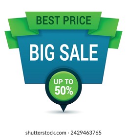 Big sale best price shopping special offer badge banner design template realistic vector illustration. Discount clearance store shop cost reduction money savings Black Friday marketing campaign