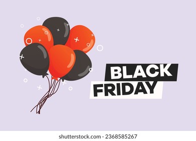 Big sale or Black Friday concept. Happy students. Colored flat vector illustration isolated.