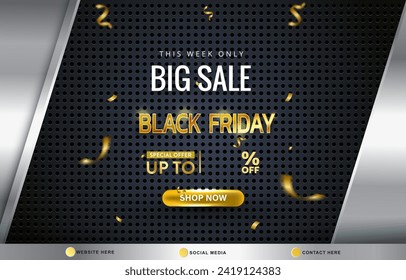 big sale black friday discount template banner with copy space for product sale with abstract gradient black and silver background design 02