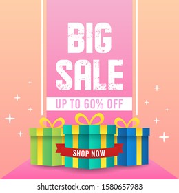 Big sale boxing day illustration with three boxes