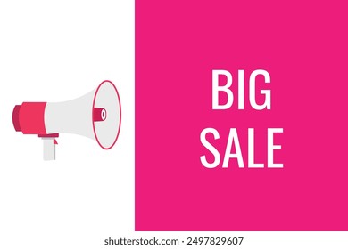 Big Sale button, banner, label, template for website. Big Sale text with colorful megaphone icon