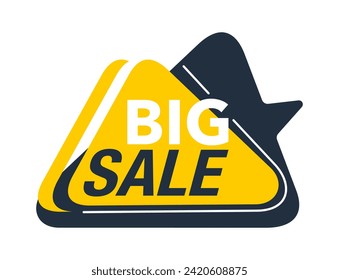 Big Sale button - isolated element in decorative yellow shape