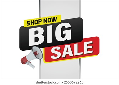 Big sale buy now poster banner graphic design icon logo sign symbol social media website coupon Banner design template for marketing. Special offer promotion retail

