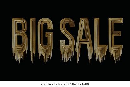 Big Sale Calligraphic gold Style Text Vector illustration Design.