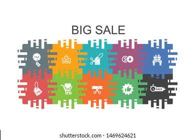 big sale cartoon template with flat elements. Contains such icons as discount, shopping, special offer, best choice 