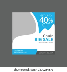 Big sale chair social media post banner template - Vector