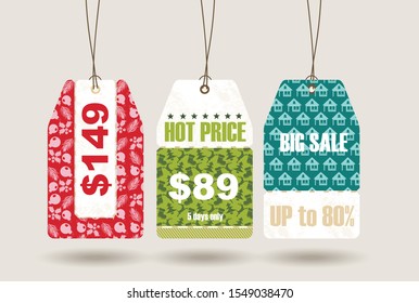 Big Sale Christmas  Sticker tags, vector.