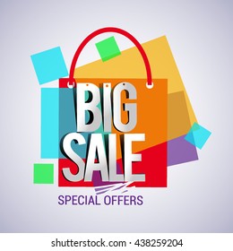 Big sale with colorful geometric background. vector design for banner and flyer.