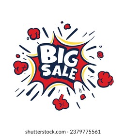 Big sale with comic speech bubble design  Vector up to 50% off. Discount promotion layout banner template design. Vector illustration