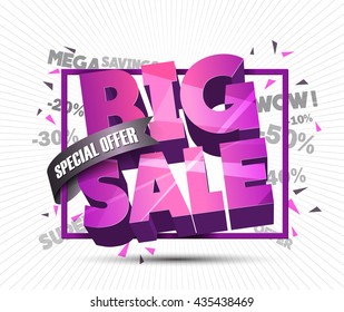 Big Sale concept vector banner with abstract triangle elements.