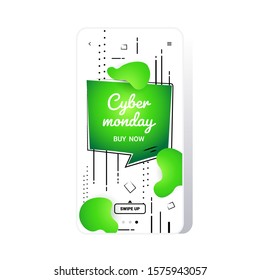big sale cyber monday liquid color sticker special offer holiday shopping concept smartphone screen online mobile app advertising campaign fluid gradient banner vector illustration