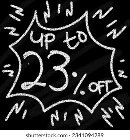 Big sale, big deal, flash sale, and Up to 1 2 3 4 5 6 7 8 9 10 11 12 13 14 15 16 17 18 19 20 21 22 23 24 25 26 27 28 29 banner blackboard chalk-style with comic balloon