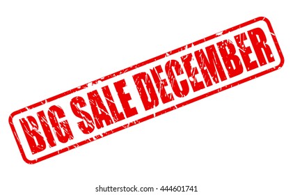 BIG SALE DECEMBER RED STAMP TEXT ON WHITE
